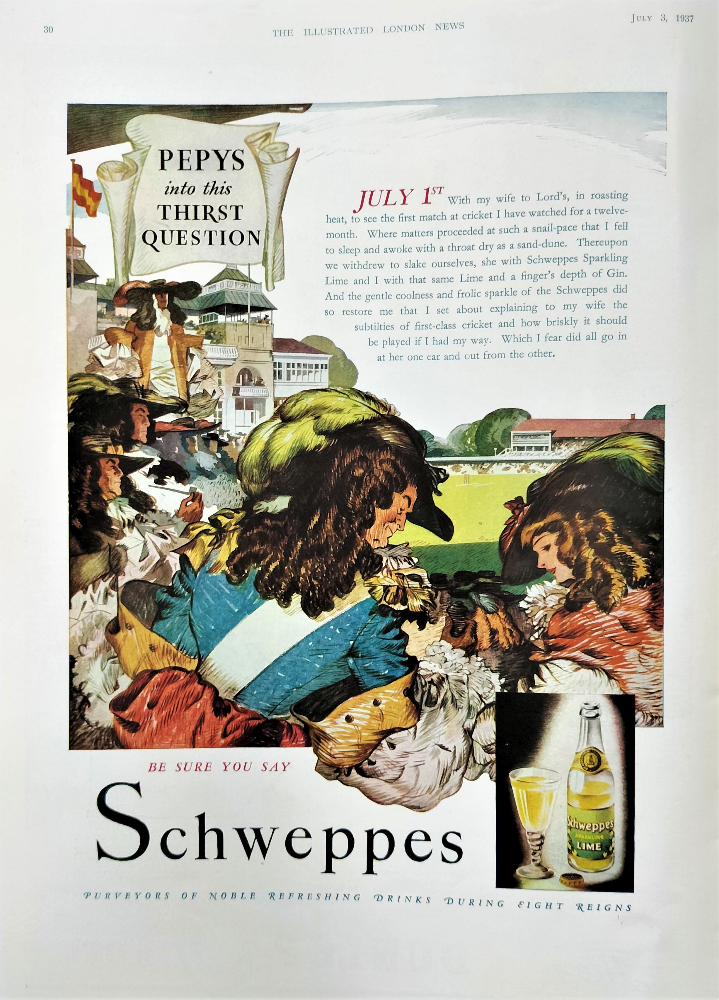 schweppes advert Samuel Pepys